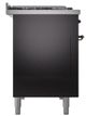 Ilve® Nostalgie II Noblesse 48'' Glossy Black Pro Style Dual Fuel Range with Burnished Trim-2