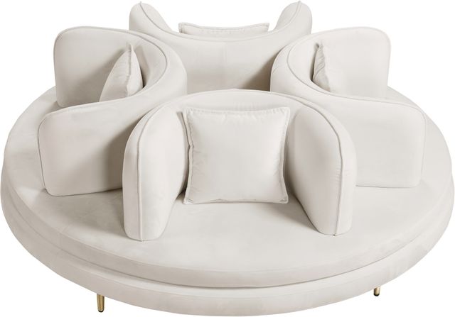 Meridian Furniture Circlet Cream Upholstered Round Sofa Settee-1