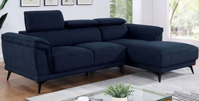 Furniture of America® Napanee 2-Piece Navy Right-Arm Facing Sectional and Chaise-2