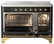 Ilve® Majestic III 48" Glossy Black Pro Style Induction Range with Solid Door and Brass Trim-1