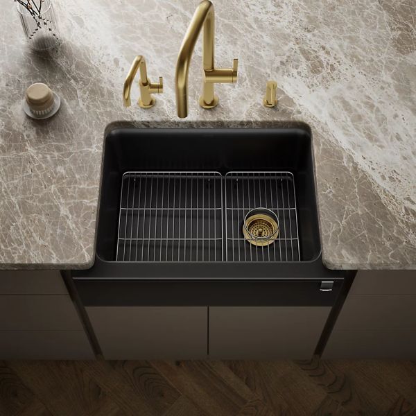 KOHLER® Cairn® Matte Black 30" Undermount Single-Bowl Farmhouse Kitchen Sink-1