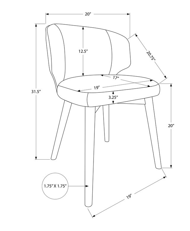 Monarch Specialties Inc. 2-Piece Brown 32" Dining Chair Set with Brown Walnut Legs-2