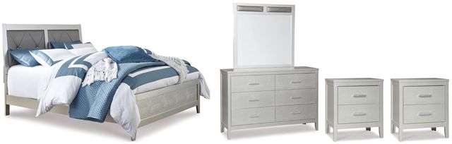Signature Design by Ashley® Olivet 5-Piece Silver Queen Panel Bed Set-0