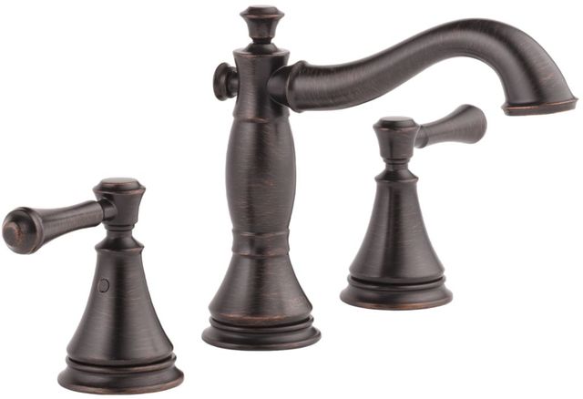 Delta Cassidy® Venetian Bronze 2-Handle Widespread Bathroom Faucet with Drain-0