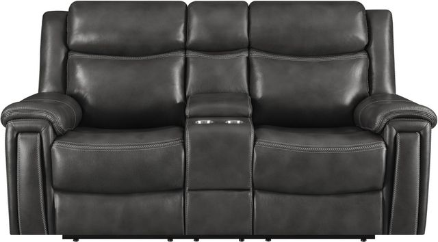 Coaster® Shallowford Hand Rubbed Charcoal Power Reclining Upholstered Loveseat with Console-4
