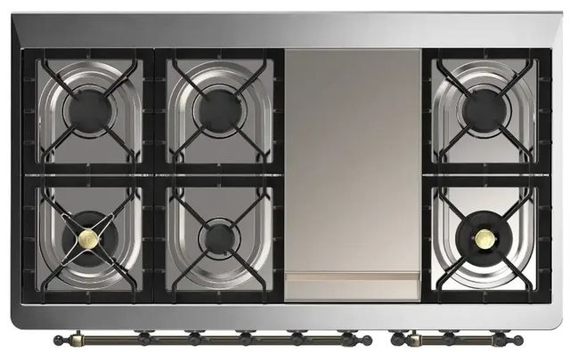 Ilve® Majestic III 48" Custom Pro Style Dual Fuel Natural Gas Range with Griddle and Burnished Trim-2