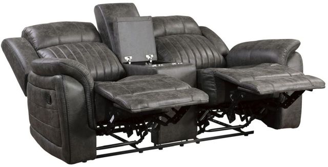 Homelegance® Centeroak Brownish Gray Reclining Loveseat with Console-3