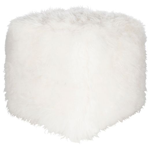 Surya Bahati Cream Fur Ottoman-0