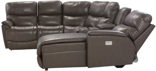 La-Z-Boy® Trouper Gray Leather Reclining Sectional with Custom Layout Options-2