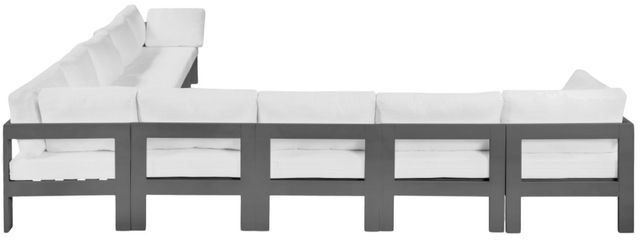 Meridian Furniture Nizuc 9-Piece Dark Gray/White Aluminum/Fabric 150" Outdoor Patio Modular Sectional-3