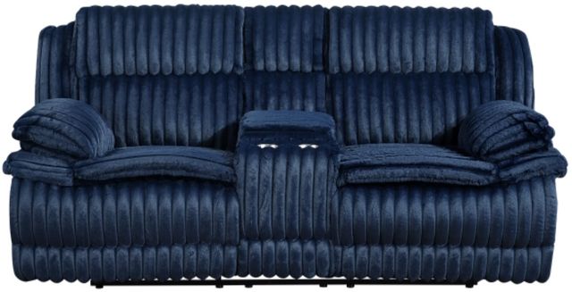 Homelegance® Goodland Blue Double Manual Reclining Loveseat with Center Console-2