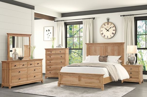 Furniture of America® McHenry 4-Piece Natural Oak Queen Bedroom Set-0