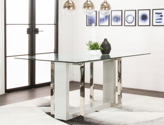 Cramco Olympia Glass Top Dining Table with Chrome/Light Gray Base-4