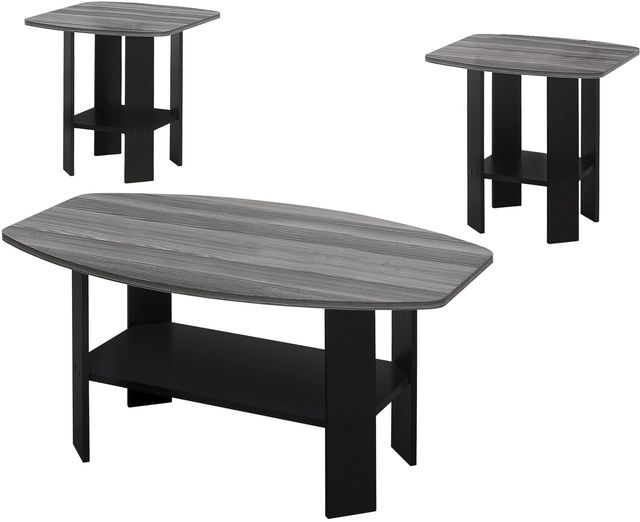 Monarch Specialties Inc. 3 Piece Black and Grey Table Set-0