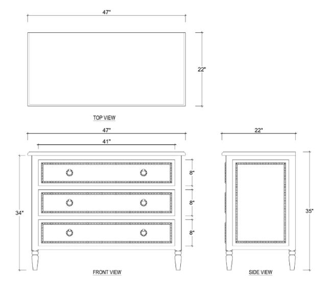 Bramble Customizable Cholet 3-Drawer Dresser-1