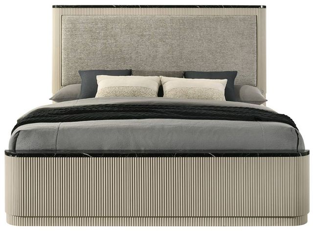 ACME Furniture Travonte Beige/Gray Linen Eastern King Upholstered Panel Bed-3