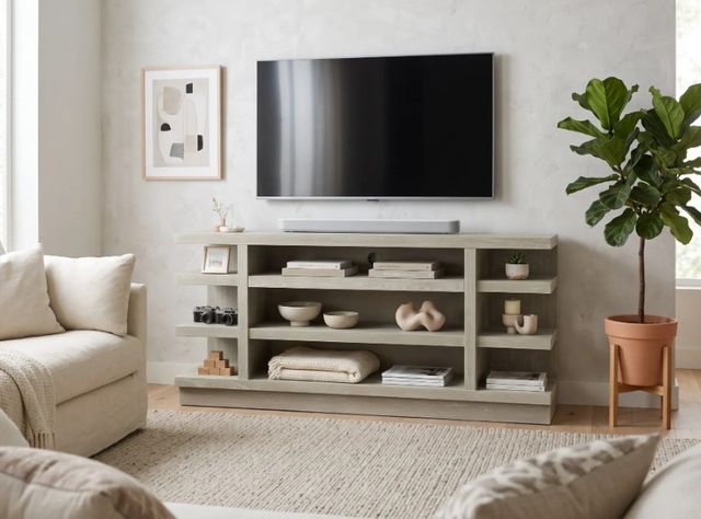 Sunny Designs™ Jamie Light Gray Media Cabinet-1