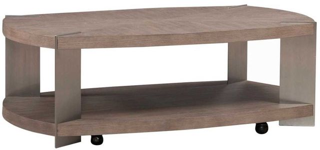 Liberty Furniture Harlow Sandstone Oval Cocktail Table with Satin Nickel Base-0