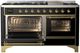 Ilve® Majestic III 60" Glossy Black Pro Style Dual Fuel Liquid Propane Range with Triple Glass Door and Brass Trim-1