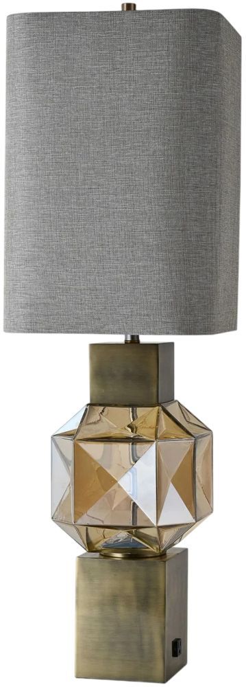 Harp & Finial® Beverly Antique Brass/Gray Table Lamp-0