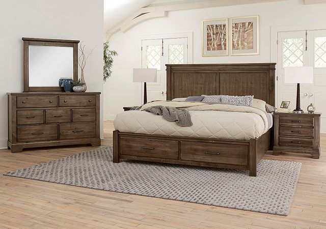 Artisan & Post by Vaughan-Bassett Cool Rustic Mink King Storage Panel Mansion Bed-1