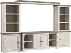 Signature Design by Ashley® Havalance 4-Piece Vintage White/Weathered Gray Entertainment Center