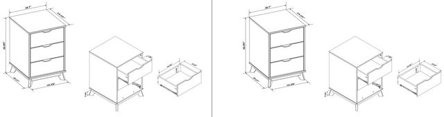 Powell® Portix 2-Piece Black 3-Drawer Nightstand Set-2
