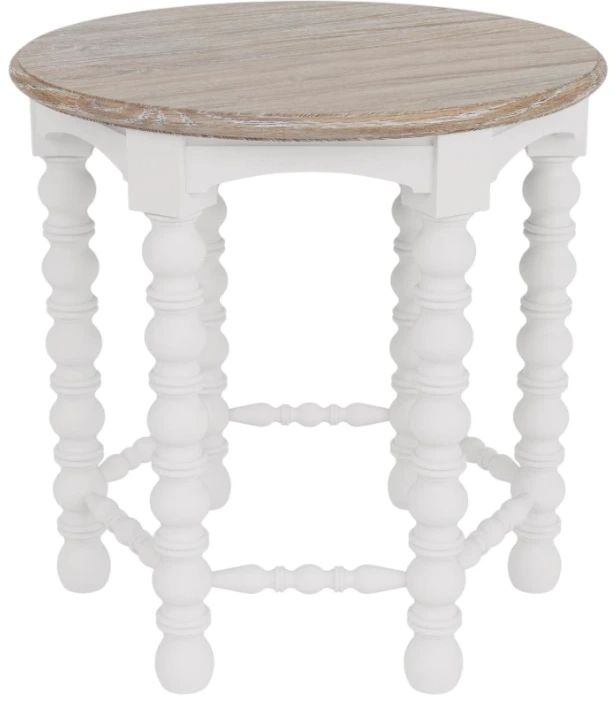 Riverside Furniture Rosalie Hemlock Spindle End Table with White Caps Base-2