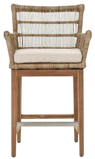 Classic Home Valerie Brown Olefin/Wooden Outdoor Counter Stool-2
