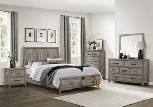 Mazin Furniture Bainbridge Gray Eastern King Platform Bed-3