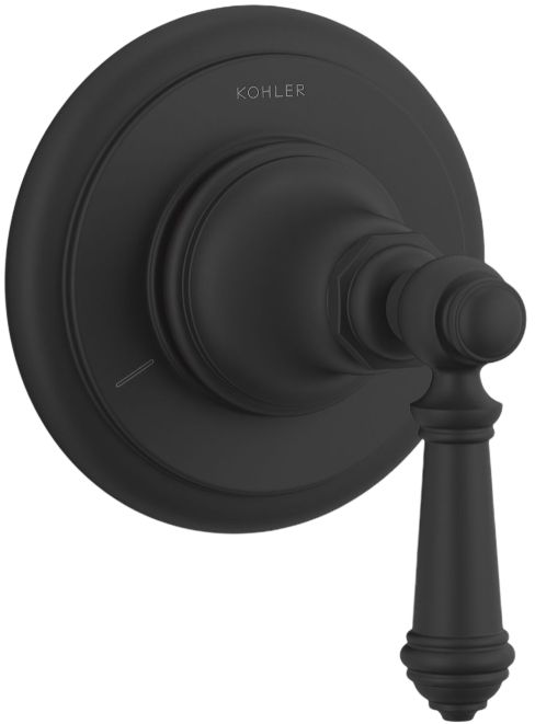 KOHLER® Artifacts® MasterShower® Matte Black Transfer Valve Trim with Lever Handle-0