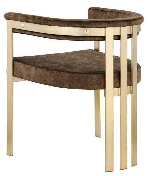Meridian Furniture Marcello Brown/Brushed Brass Velvet Dining Chair-2