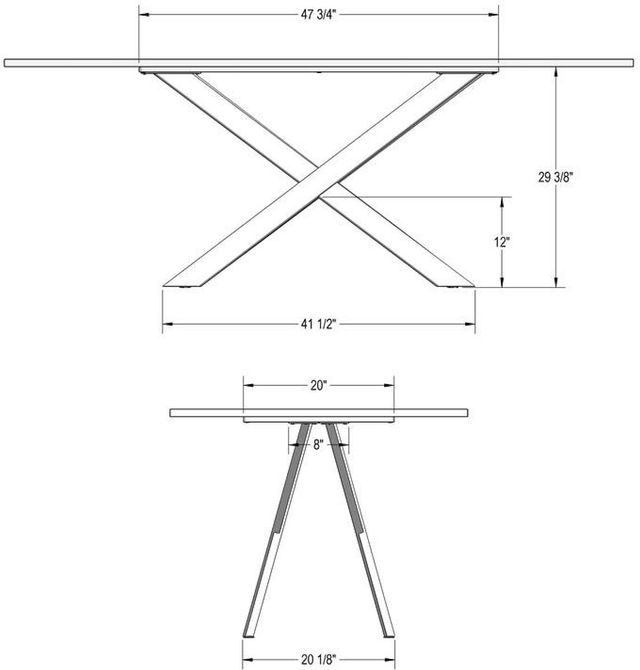 Amisco Customizable Ascencio 60" Rectangular Dining Table with 1.63" White Oak Veneer Top-2