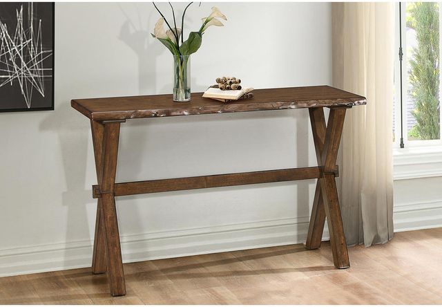 Mazin Furniture Sansa Warm Brown Oak Live Edge Sofa Table-1