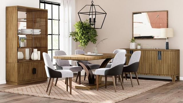 Bernards Calia Beige/Coffee Barrel Back Dining Chair-4