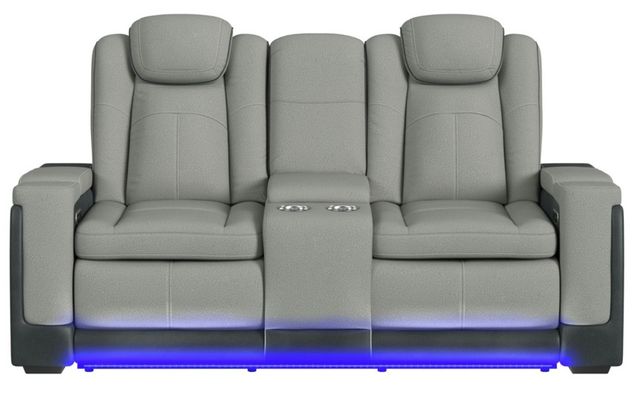 Elements International Lantana Charcoal/Rocky Cement Power Motion Reclining Loveseat-1