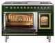 Ilve® Nostalgie II Noblesse 48'' Emerald Green Pro Style Dual Fuel Range with Brass Trim-3
