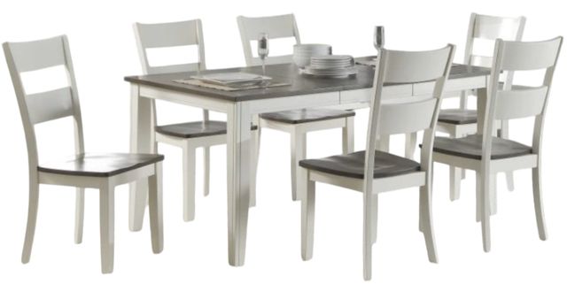 American Wholesale Furniture 7-Piece Gray Dining Set with White Base-0