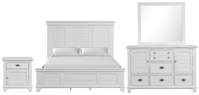 New Classic® Home Furnishings Jamestown 4-Piece White King Panel Bedroom Set-0