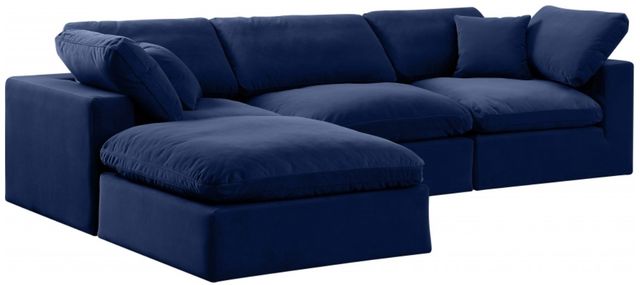 Meridian Furniture Comfy 4-Piece Navy Velvet Sectional-0