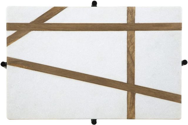 Signature Design by Ashley® Braxmore White Marble Top Accent Table with Light Brown Shelve and Black Stand -3