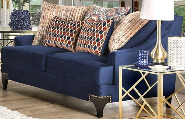 Furniture of America® Sisseton Navy Sofa and Loveseat-2
