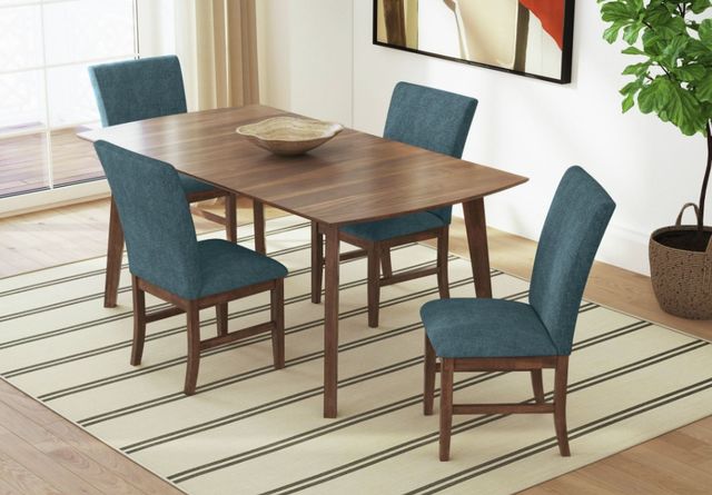 Elements International Santa Barbara 5-Piece Denim Blue/Walnut Rectangular Dining Set-1