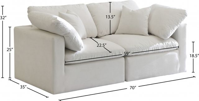 Meridian Furniture Plush 2-Piece Cream 70" Modular Sectional-2