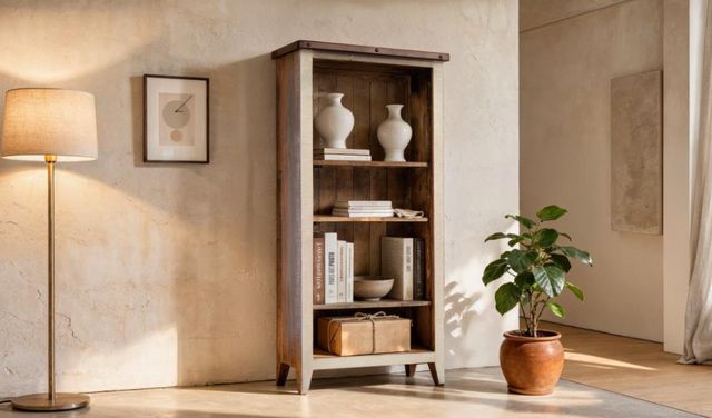 International Furniture Direct Antique Brown Bookcase-1