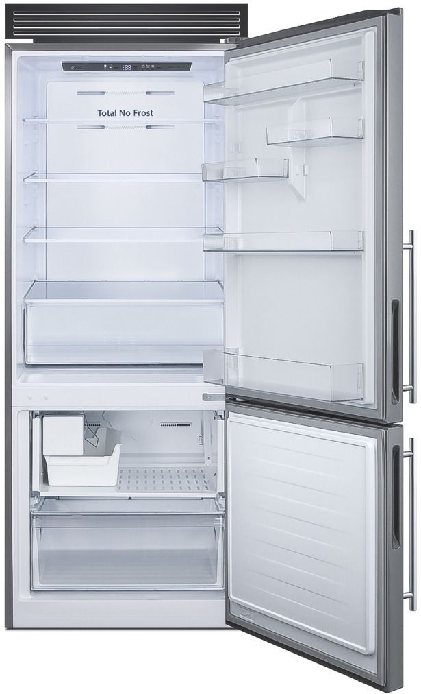 Summit® 28 in. 14.6 Cu. Ft. Stainless Steel Counter Depth Bottom Freezer Refrigerator-1