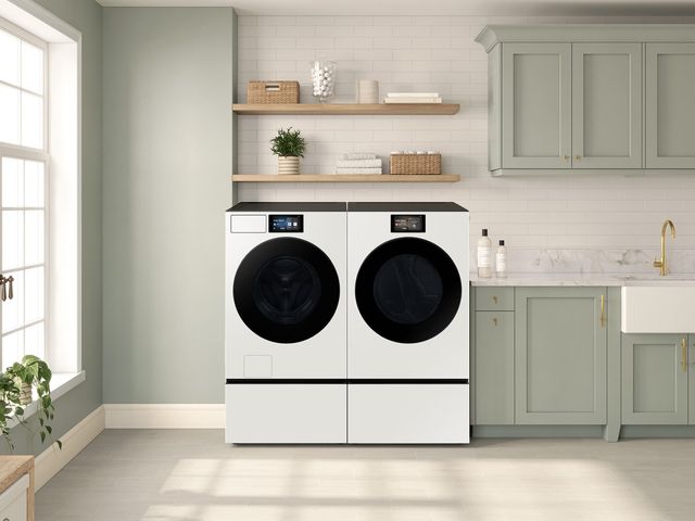 Samsung Bespoke AI 27" W x 15" H Ivory Laundry Pedestal with Storage Drawer-4