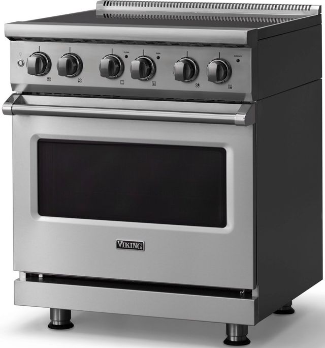 Viking® 5 Series 30" Stainless Steel Pro Style Electric Range with Polished Chrome Trim-3