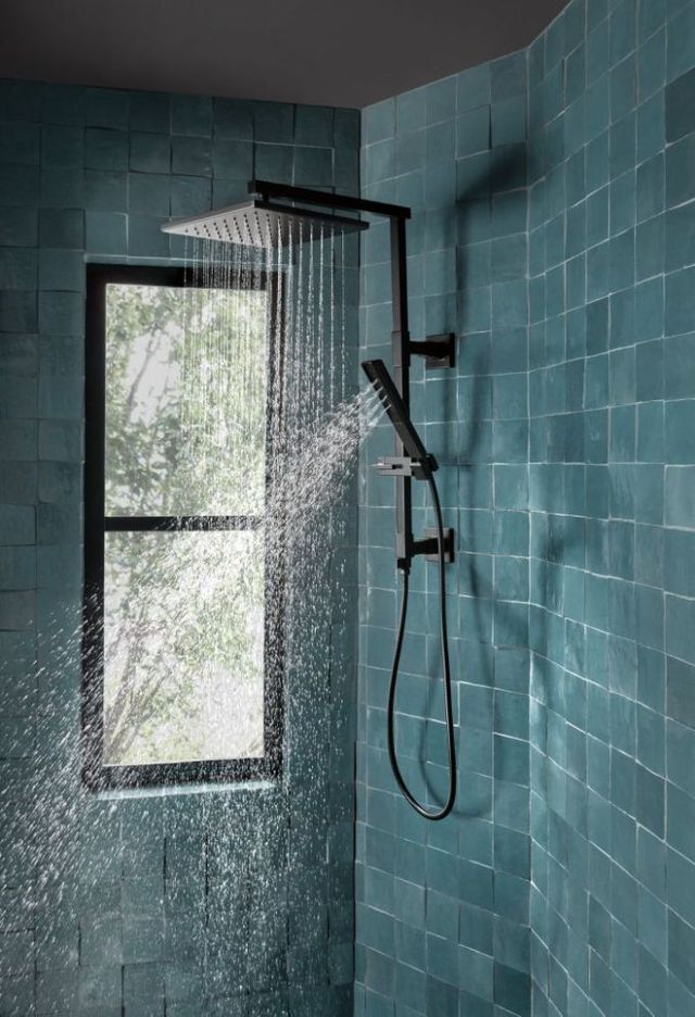 Brizo Essential™ Matte Black 12" Linear Square Single-Function Raincan Shower Head-1