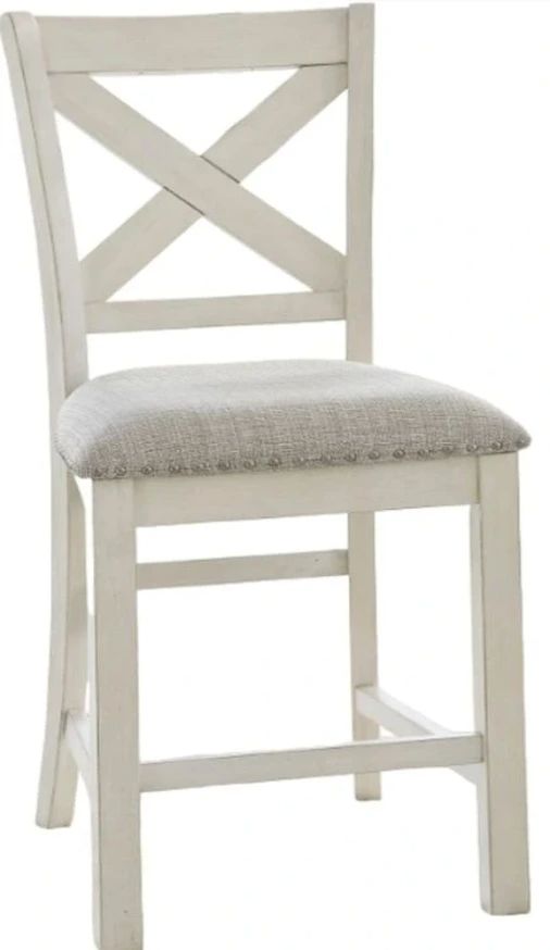Signature Design by Ashley® Robbinsdale Antique White Upholstered Bar Stool-3
